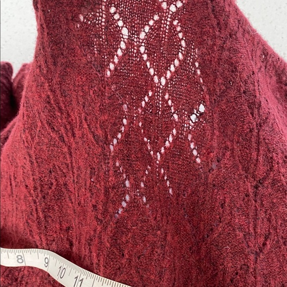 Old Navy Wool-Blend Wrap-Front Sweater pointelle red burgundy umber earth M - Picture 5 of 5